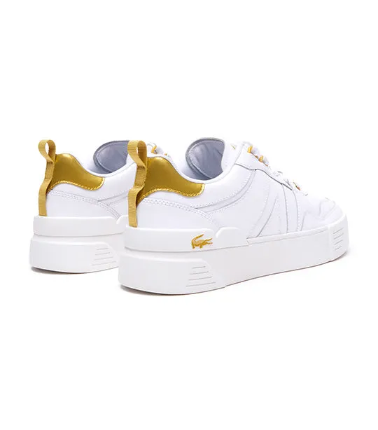 Women's Lacoste L002 Leather Trainers White/Gold