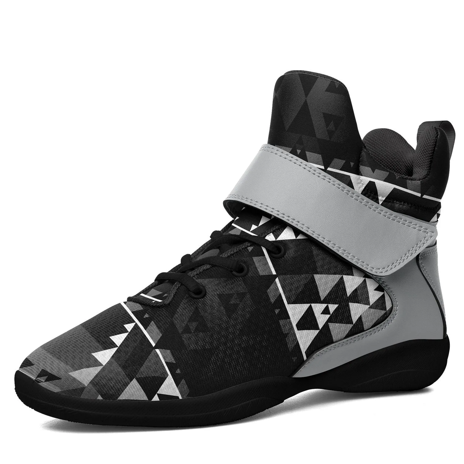 Writing on Stone Black and White Ipottaa Basketball / Sport High Top Shoes - Black Sole