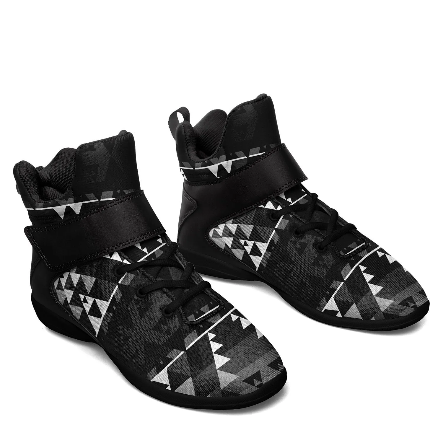 Writing on Stone Black and White Ipottaa Basketball / Sport High Top Shoes - Black Sole