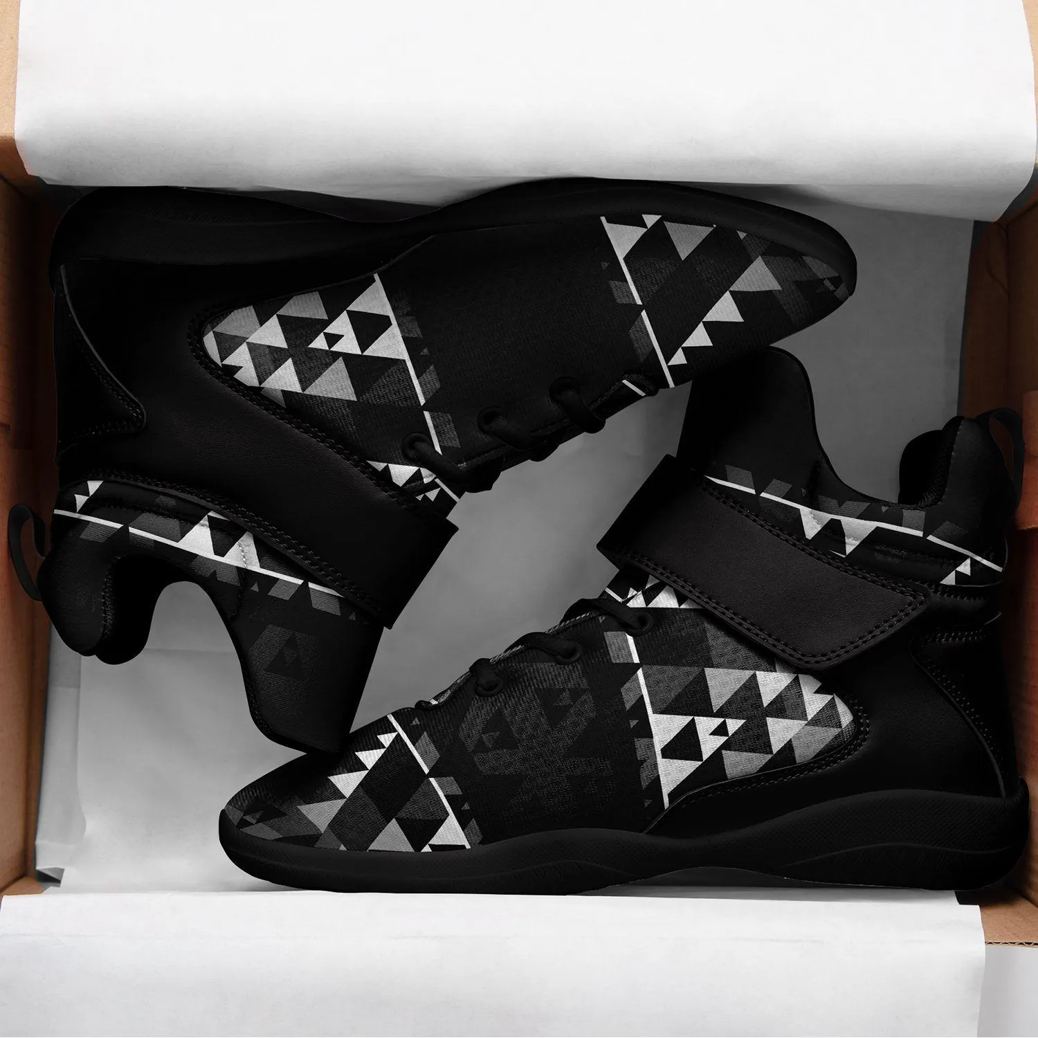 Writing on Stone Black and White Ipottaa Basketball / Sport High Top Shoes - Black Sole