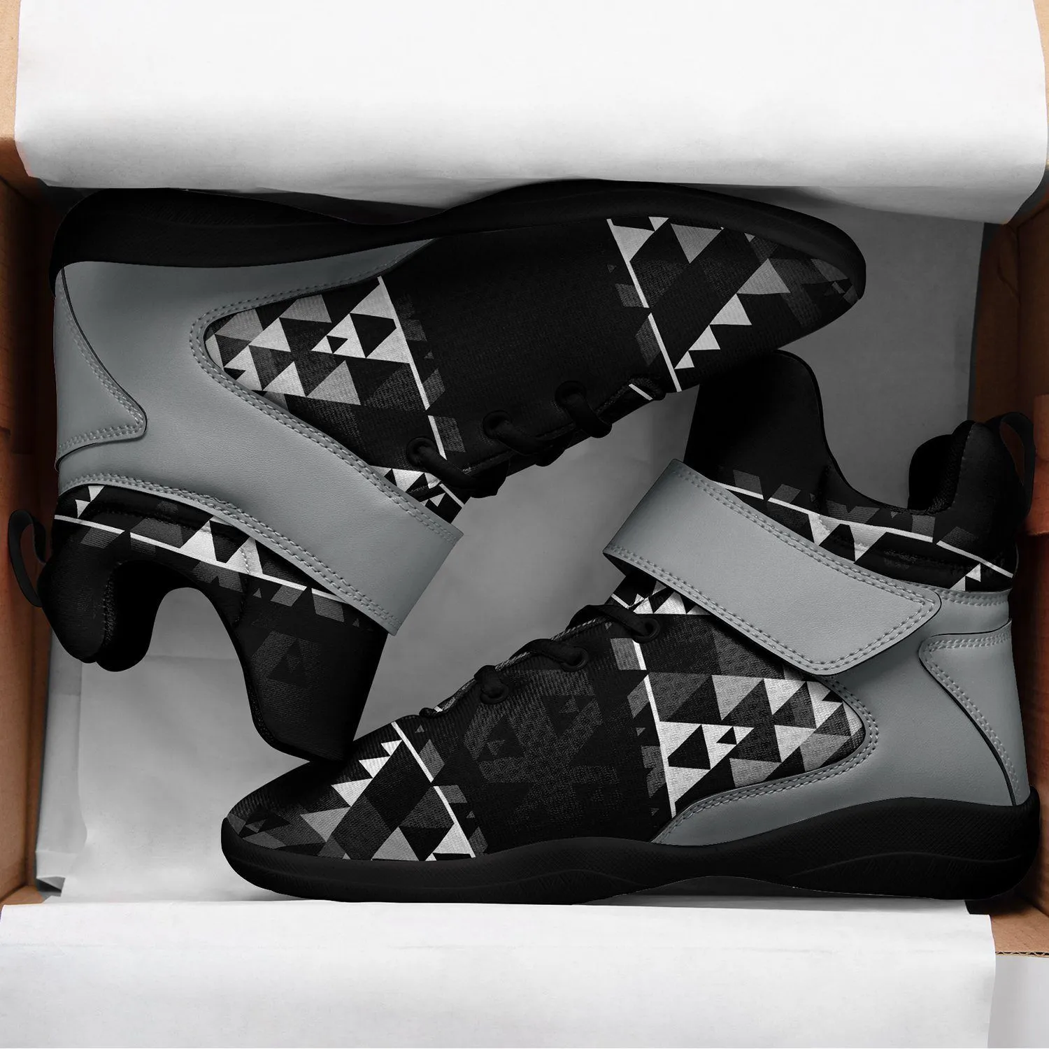 Writing on Stone Black and White Ipottaa Basketball / Sport High Top Shoes - Black Sole