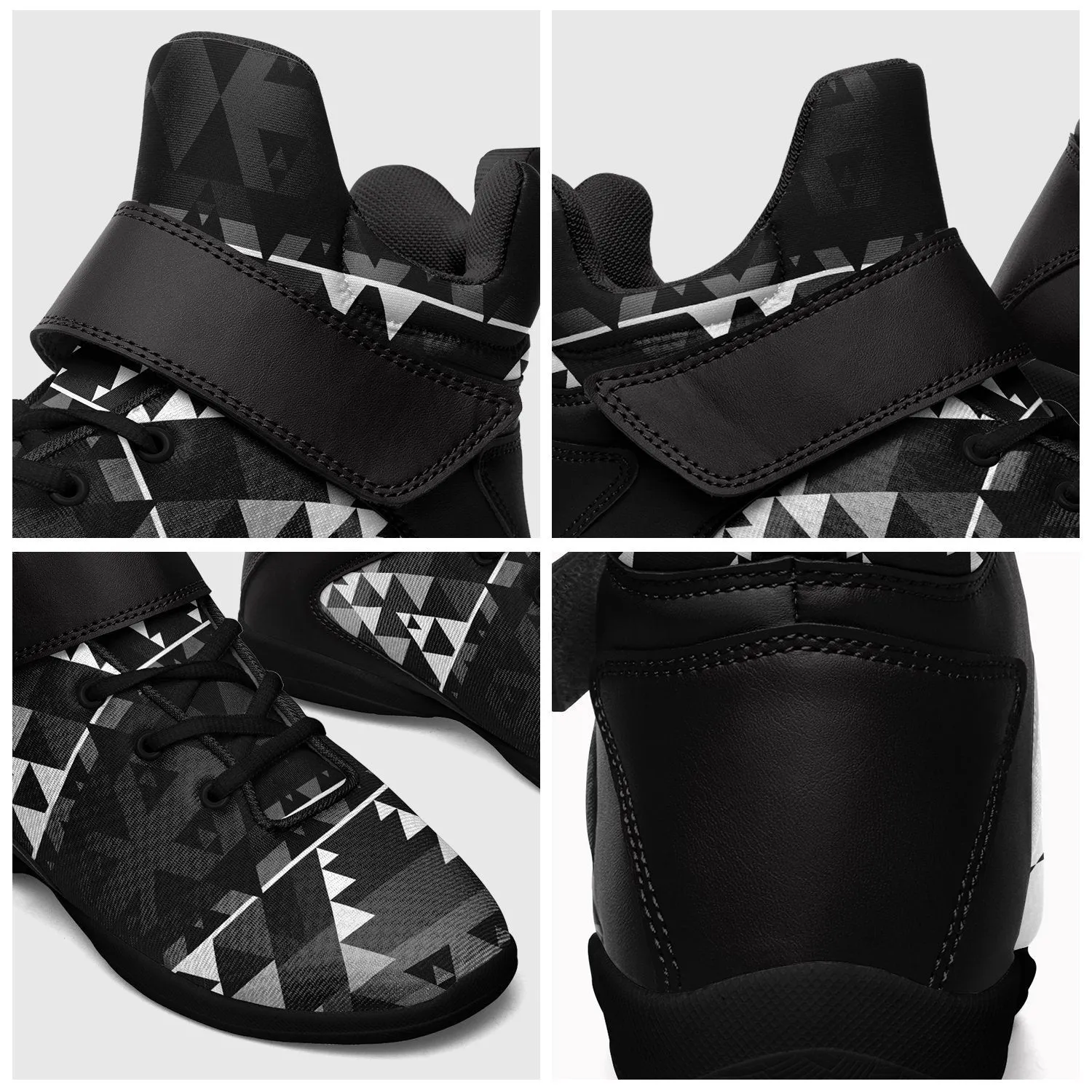 Writing on Stone Black and White Ipottaa Basketball / Sport High Top Shoes - Black Sole