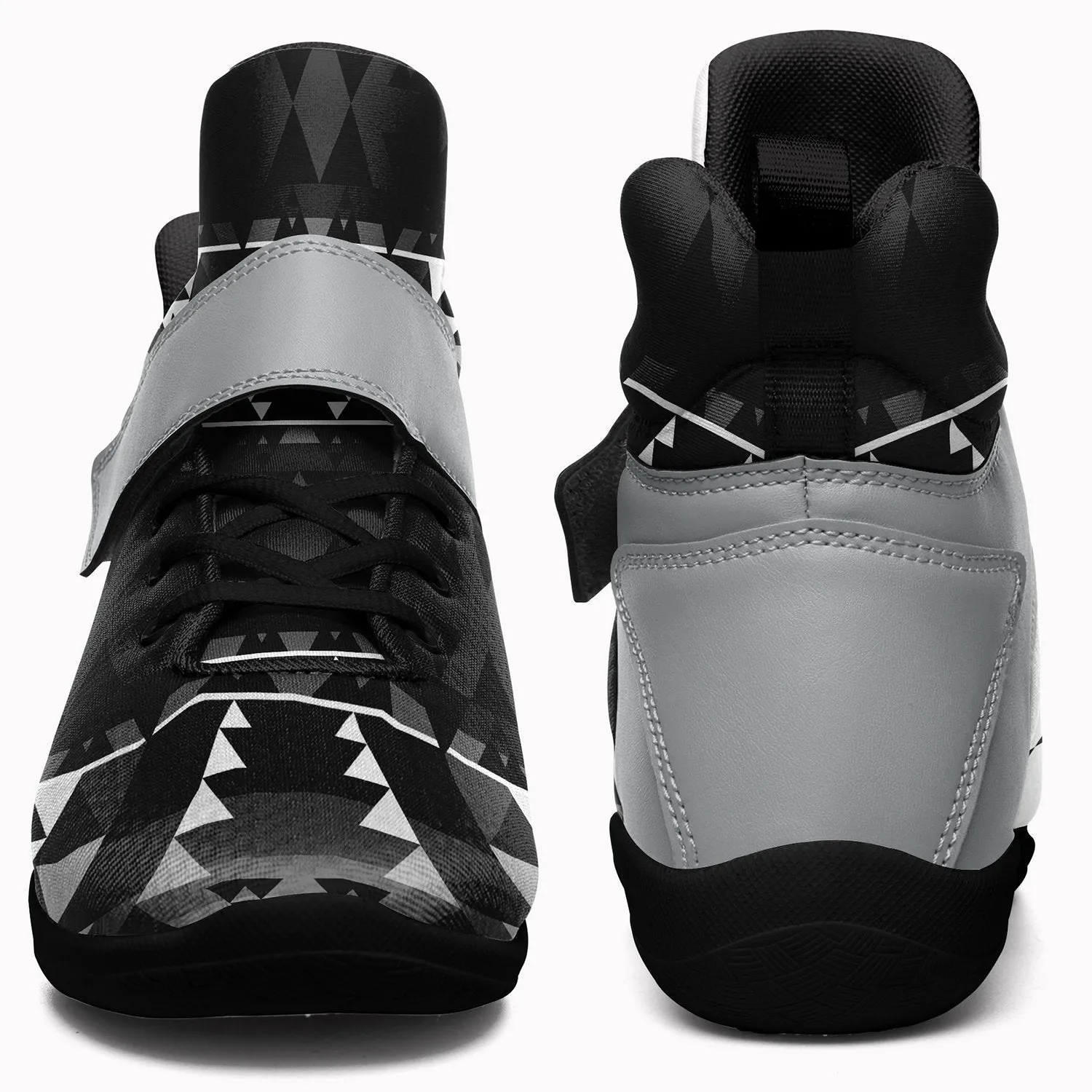 Writing on Stone Black and White Ipottaa Basketball / Sport High Top Shoes - Black Sole