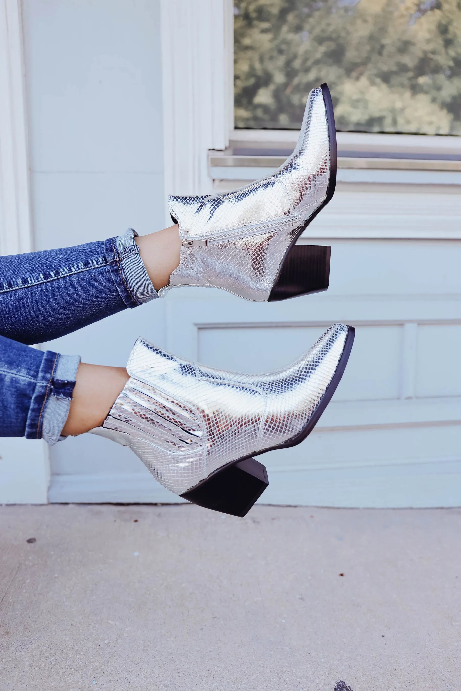 Yvanna Silver Boots by ShuShop