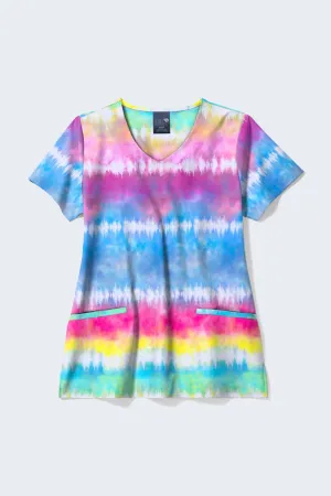 Z18213 Chasing Rainbows Women's Print Scrub Top